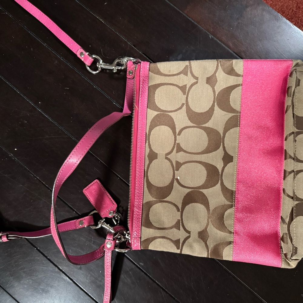 Coach Pink and Brown Crossbody Bag
